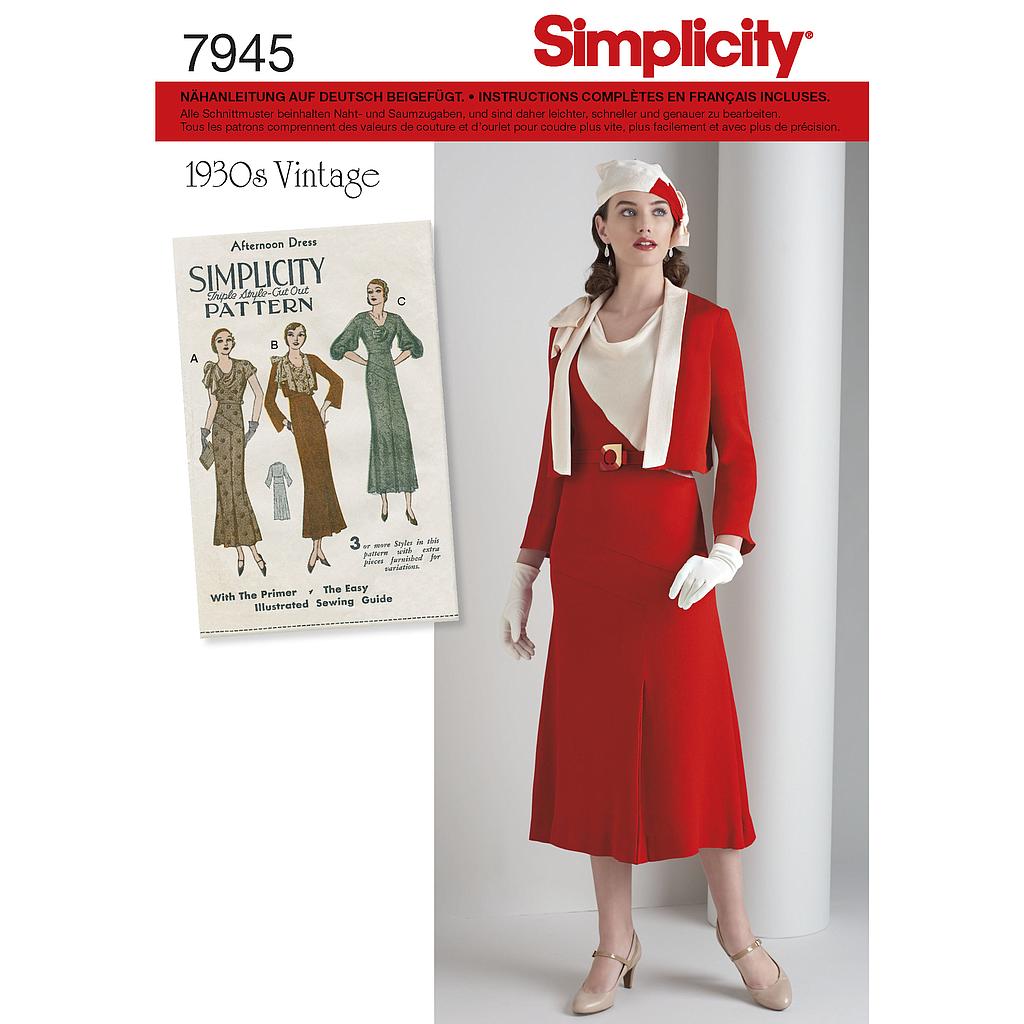Patron Simplicity 7945 Robe et veste vintage femme 