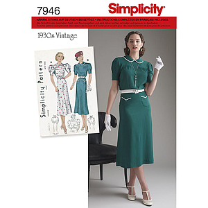 Patrón Simplicity 7946.D5 Vestido Vintage Mujer