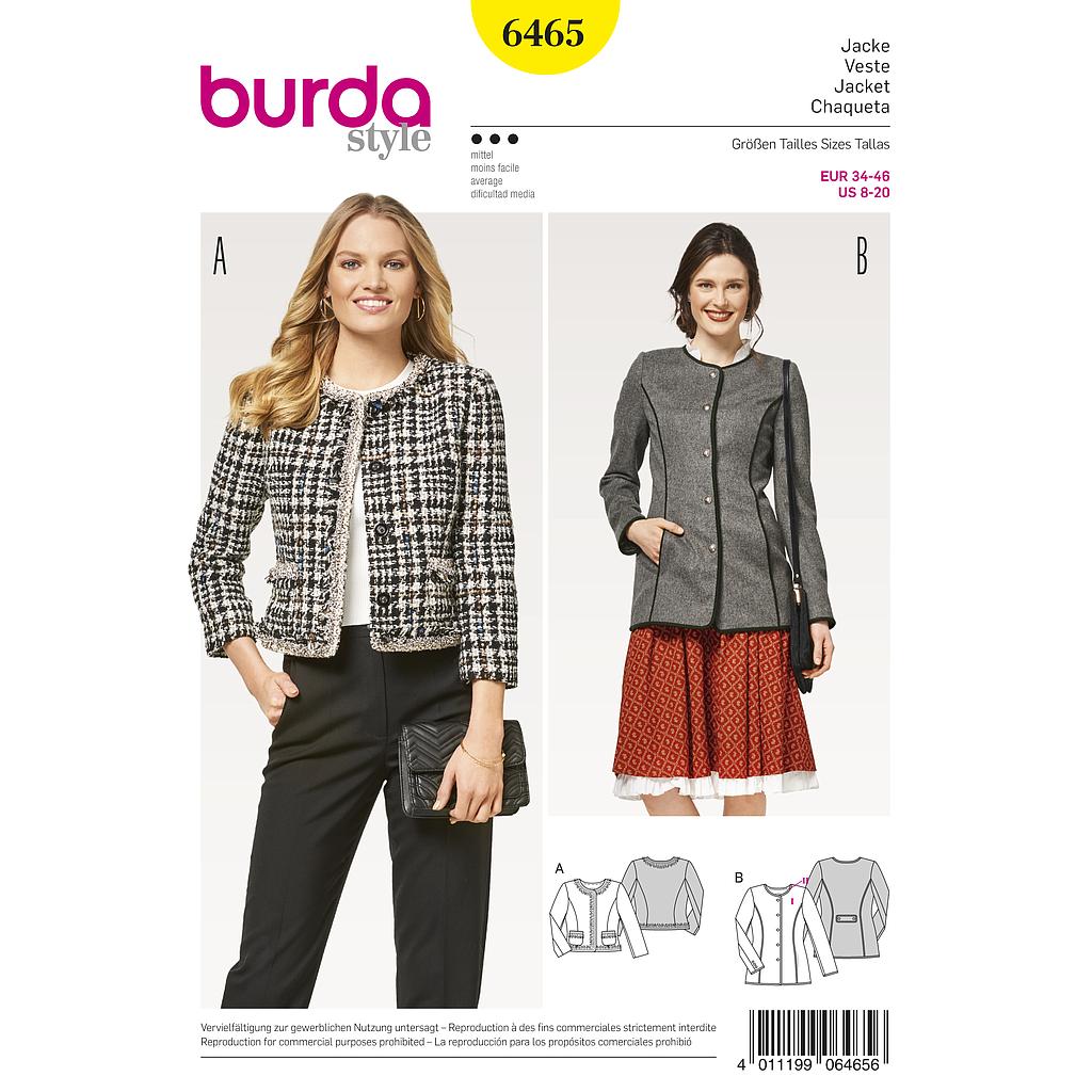 [B6465] Patron Burda 6465 Veste