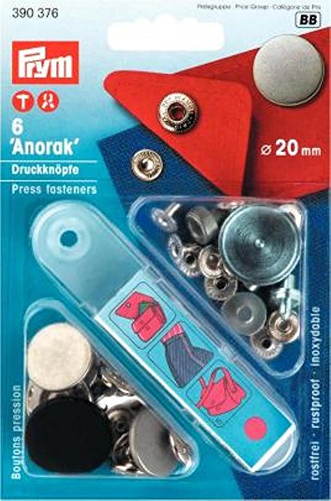Prym - Boutons pression Anorak Design -  20mm - acier antique mat - 6 pcs
