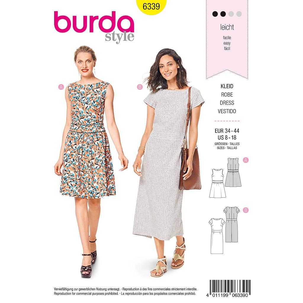 [B6339] Patron Burda 6339 - Robe pour femmes de 36 à 46
