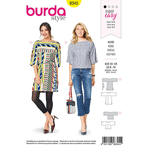 Patron Burda 6345 - Robe et Tee-Shirt pour femmes de 36 à 46