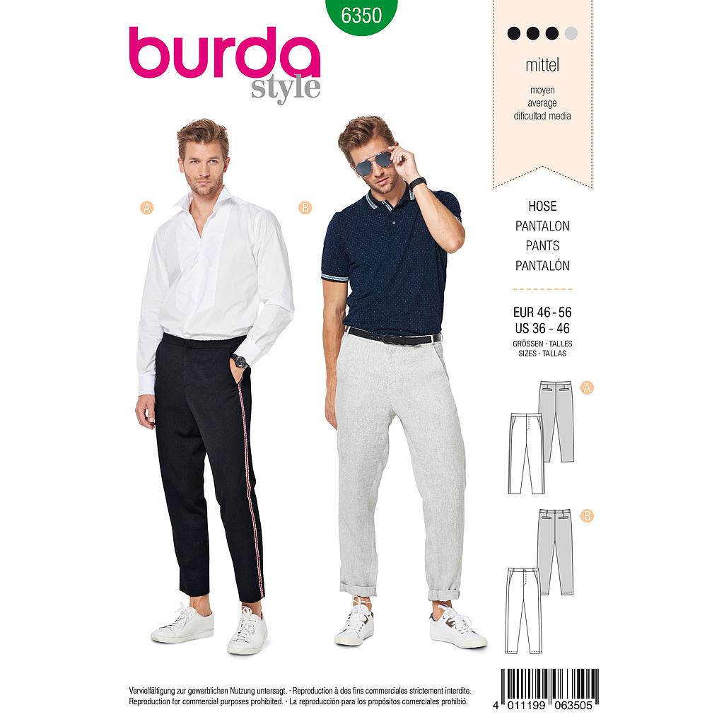 [B6350] Patron Burda 6350 - Pantalon pour hommes de 48 à 58