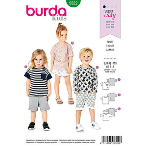 Patron Burda 9322 - Tee-Shirt pour garçons de 3 à 8 ans