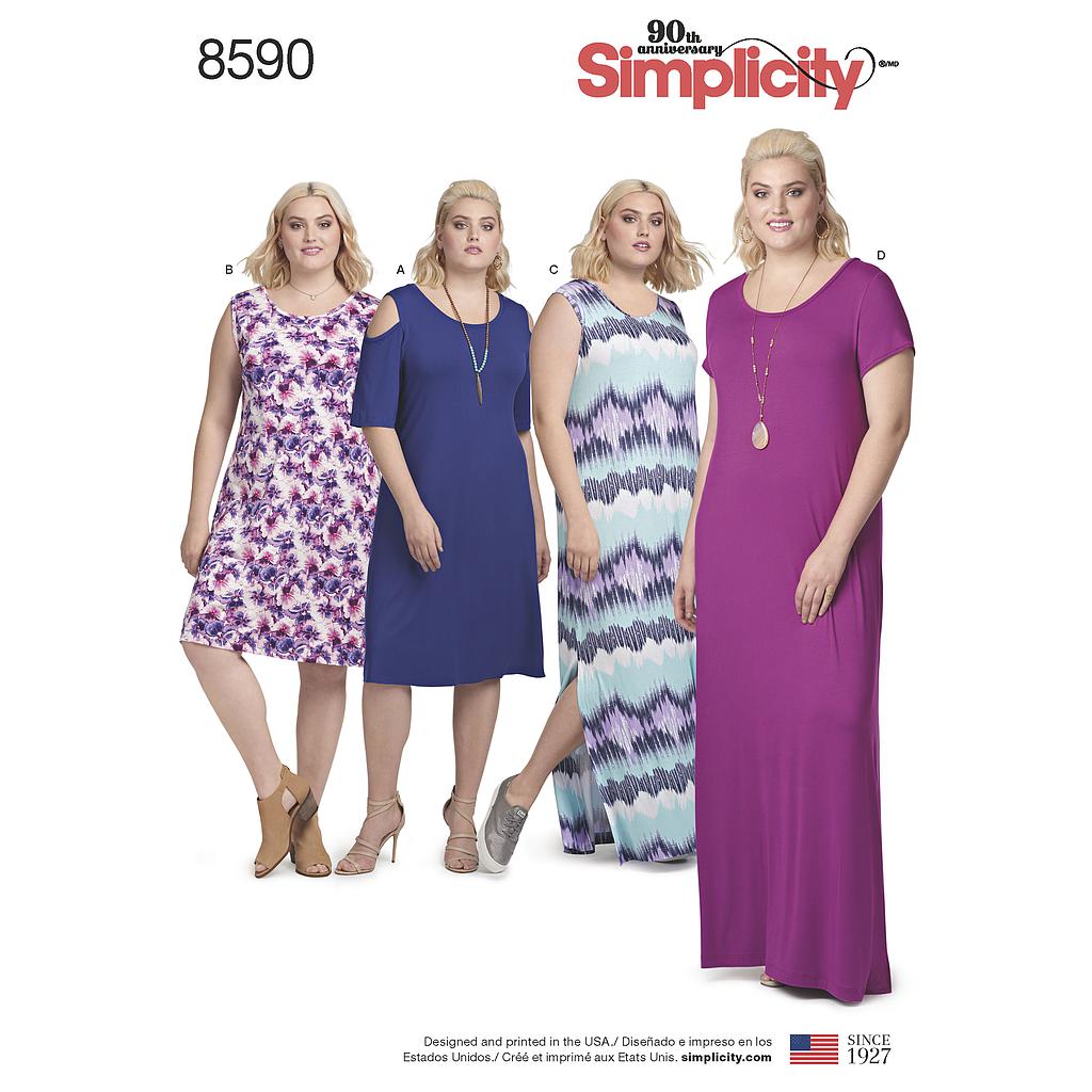 [S8590.A-(S7052)] Patron Simplicity 8590 Robe pour femme du XL au 5XL