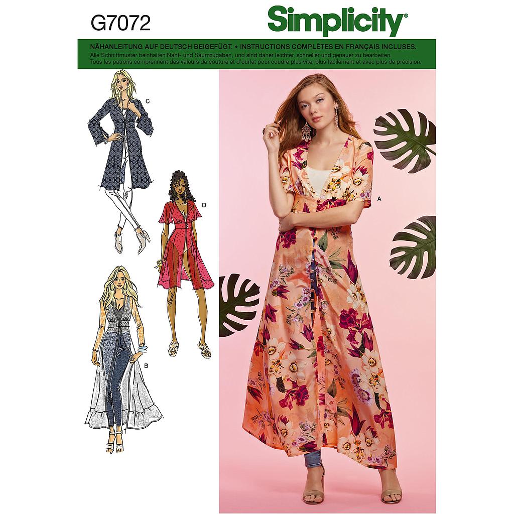 Patron Simplicity 7072 gilet long femme