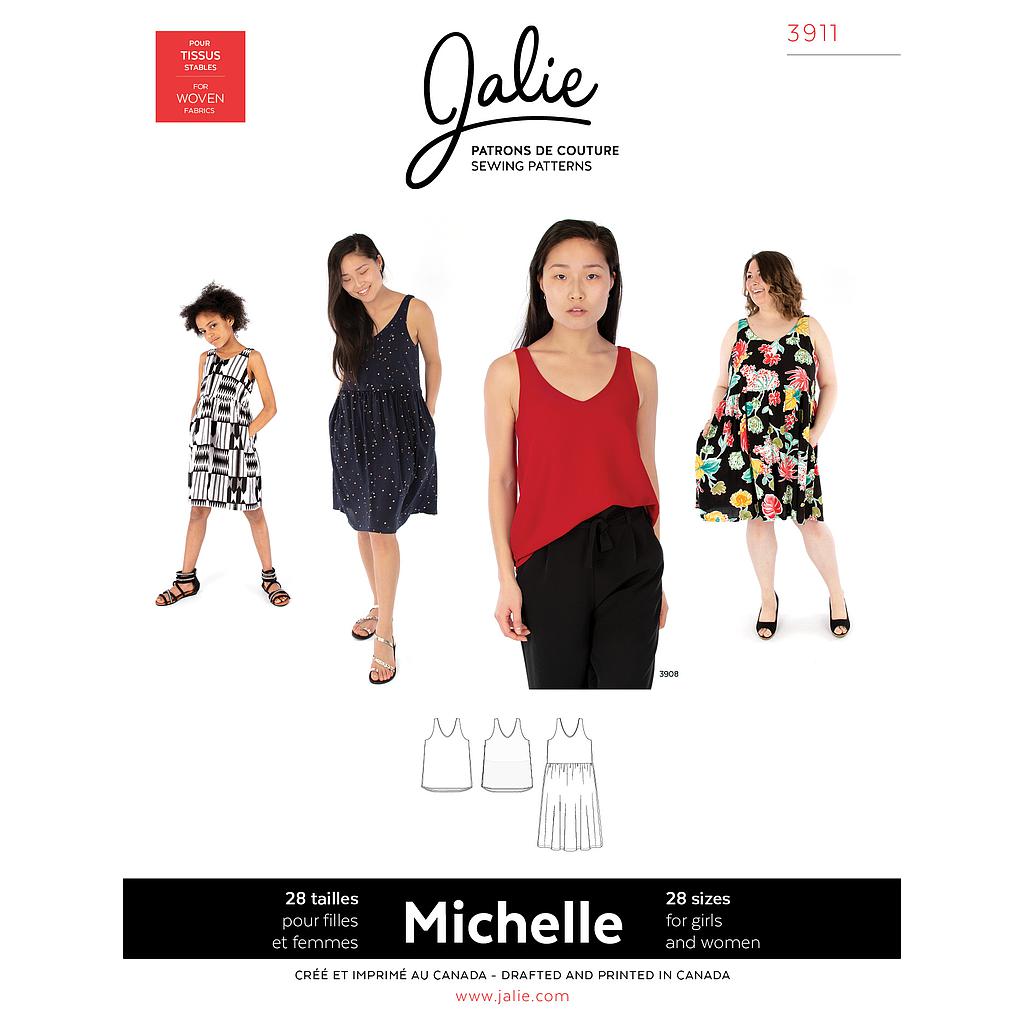 [JAL-3911] Patron JALIE 3911 MICHELLE Blouses et robe sans manches femmes de 36 à 58 et filles de 2 à 13 ans