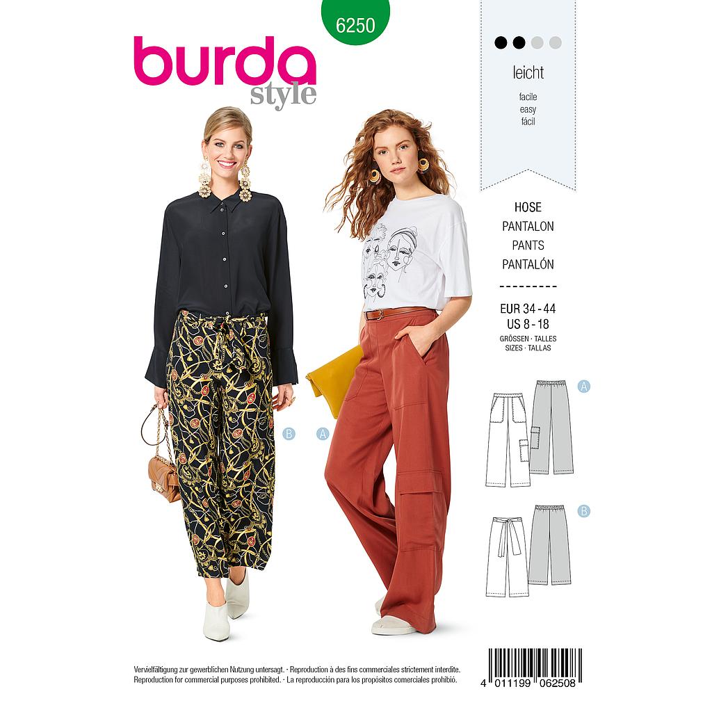 [B6250] Patron Burda 6250 Pantalon ample pour femmes de 36 à 46