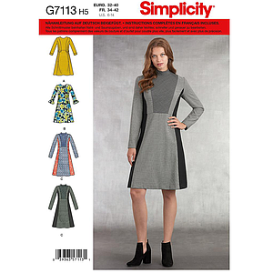 Patron Simplicity 8786 Robe évasée à longues manches pour femmes de 34 à 50#