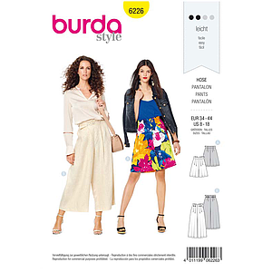 Patron Burda 6226 Bermuda femme ou pantalon façon jupe-culotte taille haute - du 36 au 46