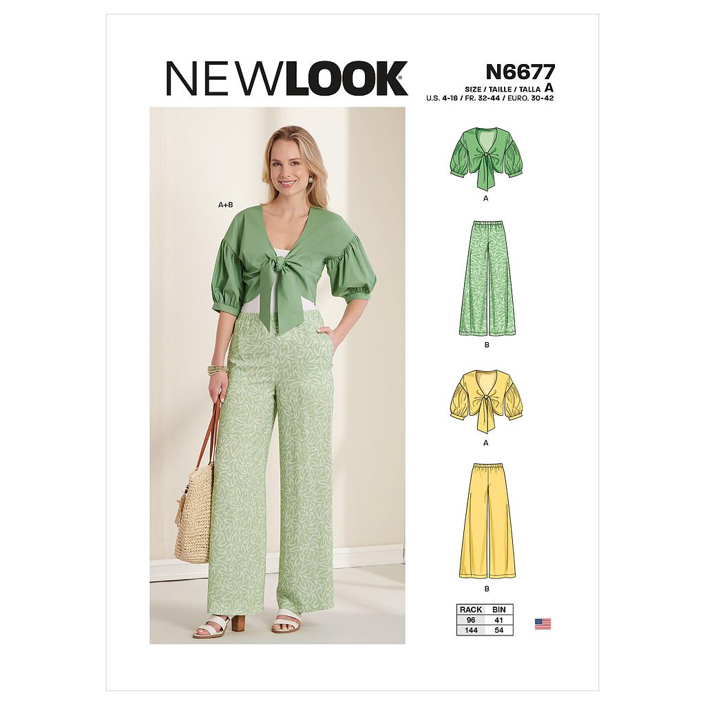 [NL6677] Patron New Look 6677 Ensemble veste courte à nouer et pantalons large