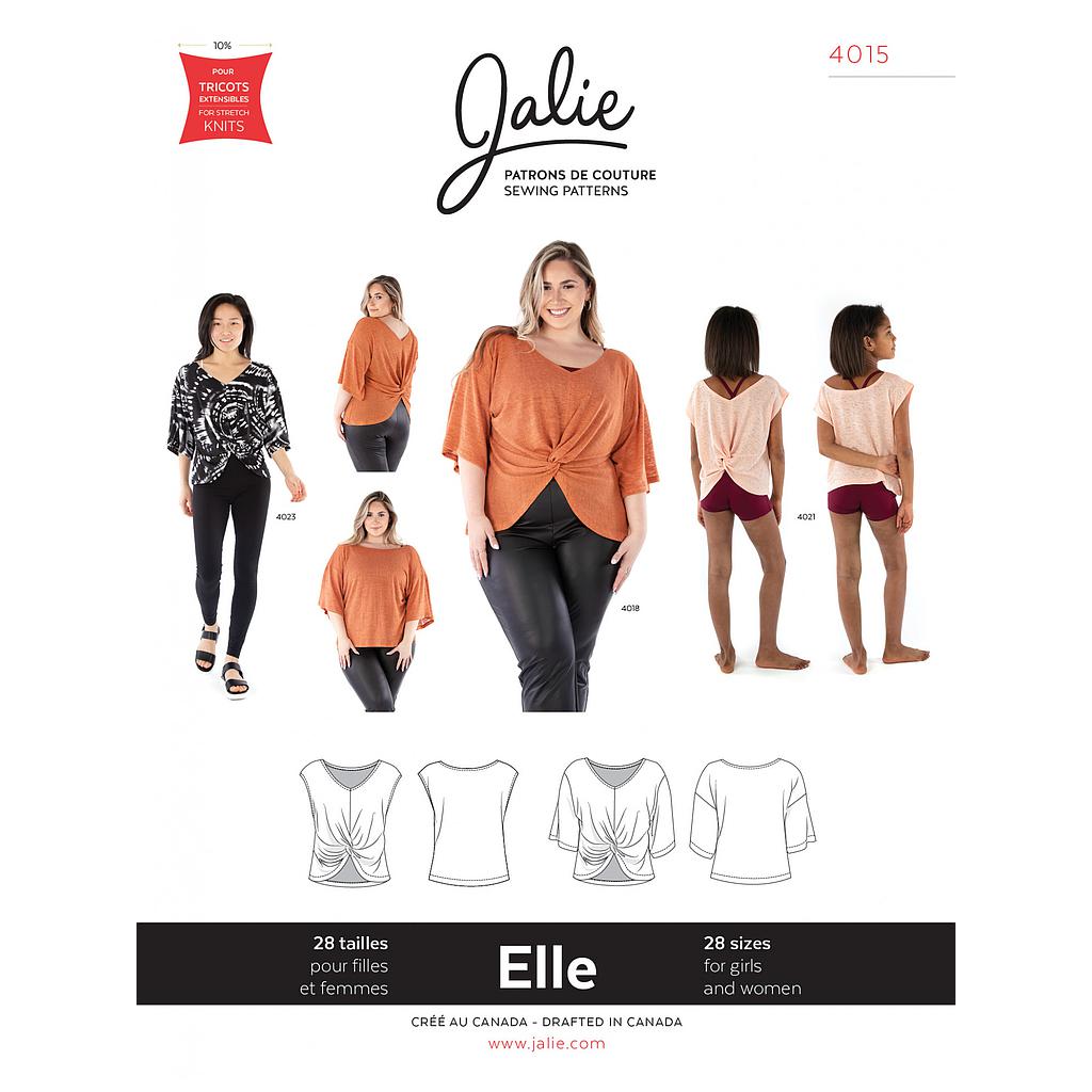 [JAL-4015] Patron Jalie 4015 ELLE - Haut ample avec Twist réversible devant et dos - Femme, fille et grandes tailles