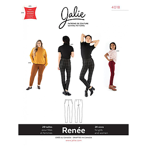 Patron Jalie 4018 RENÉE - Pantalon cigarette à taille haute sur élastique - Femme, fille, grandes tailles