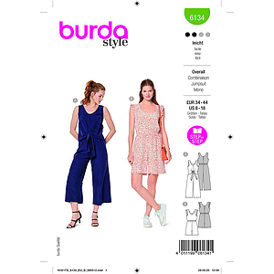 Patron Burda 6134 - Combinaisons sans manches du 36 au 46