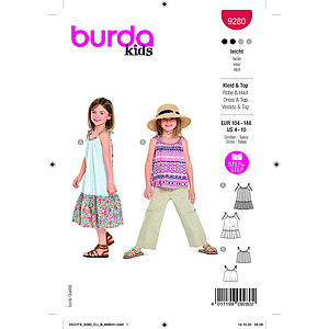 Patron Burda 9280 - Top et Robe enfant à bretelles du 104 au 140 cm#