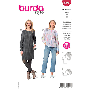 Patron Burda 6077- Robe et blouse dans une coupe droite avec poignets du 36 au 46