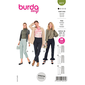 Patron Burda 6072 - Pantalons de forme étroite avec fermeture à glissière latérale du 36 au 46