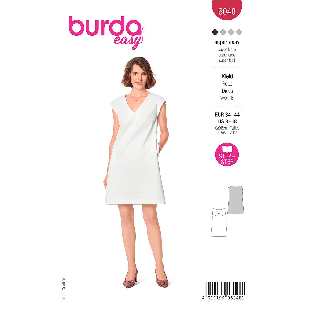 [B6048] Patron Burda 6048 - Robe chasuble avec encolure en V du 36 au 46