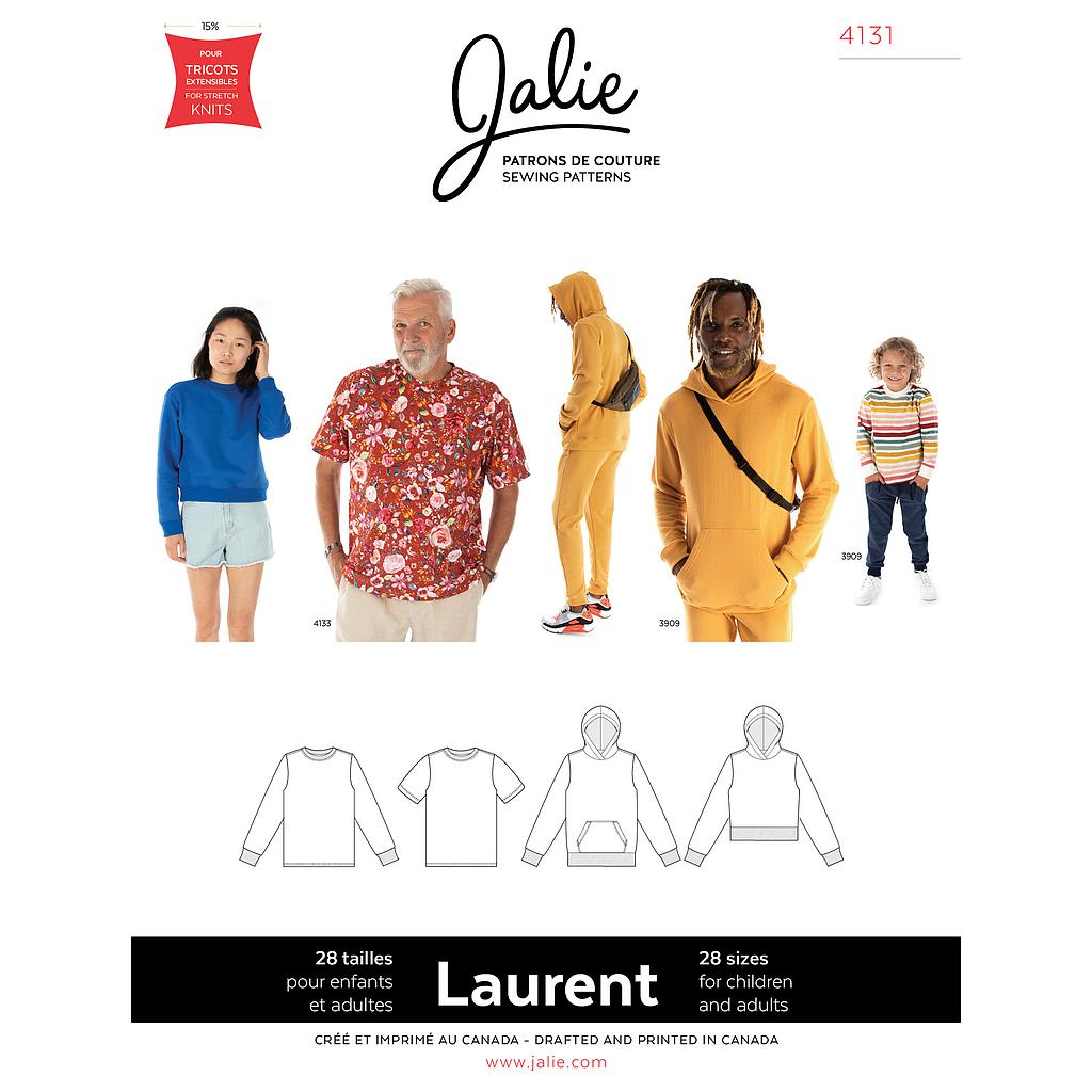 [JAL-4131] Patron Jalie 4131 LAURENT- T- shirt pull à col rond et capuche- Homme, Enfants Mixte