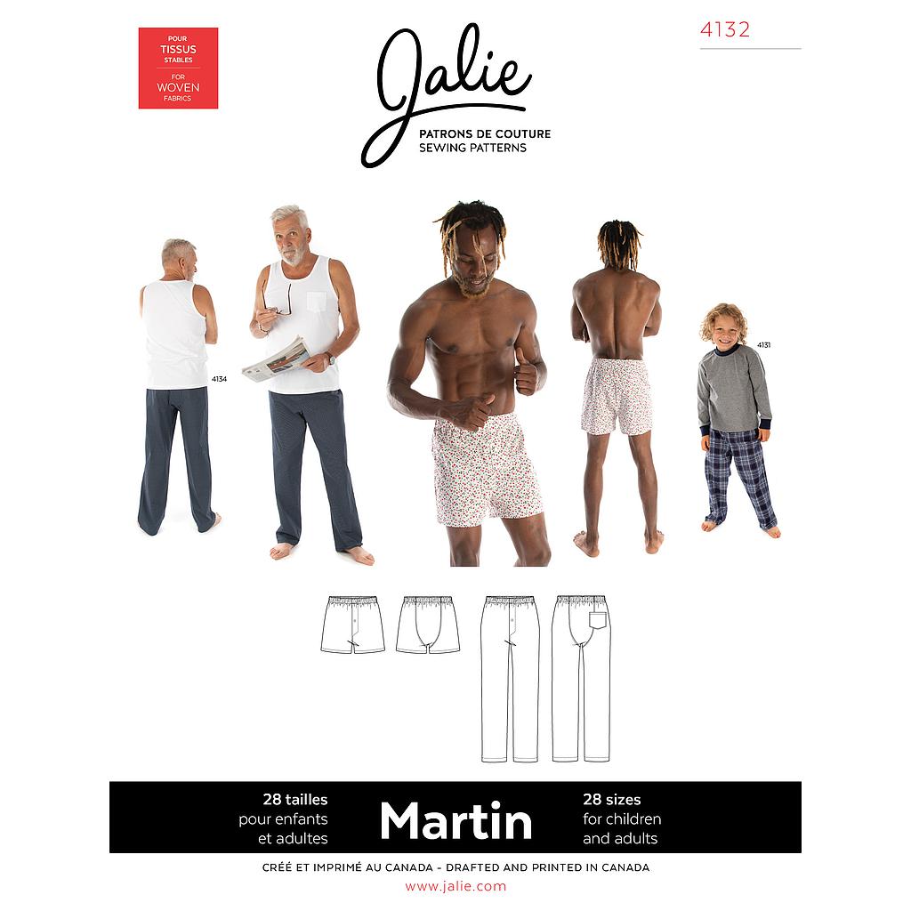 Patron Jalie 4132 MARTIN- Pantalon pyjama et caleçon boxeur- Homme, Enfants Mixte  