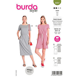 Patron Burda 6004 - Robe coupe droite et combishort du 36 au 46 (FR)