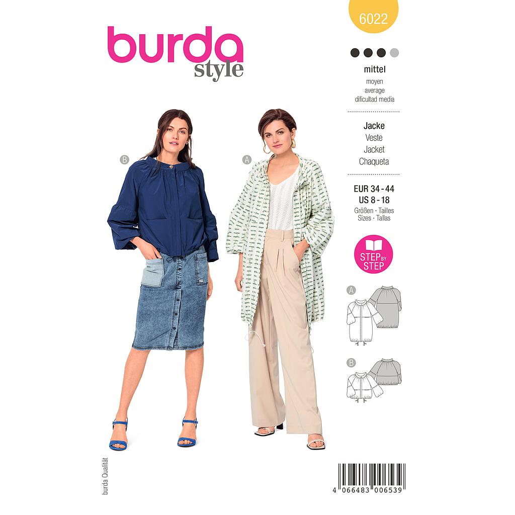 [B6022] Patron Burda 6022 - Vestes style Parka avec variations du 36 au 46 (FR)