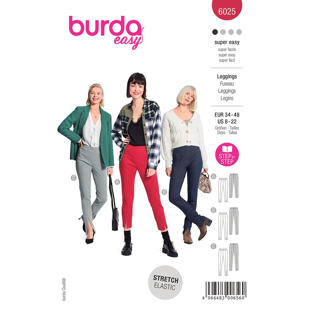 Patron Burda 6025 - Pantalons style leggins qui amincissent la silhouette du 36 au 46 (FR)#