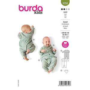 Patron Burda 9258 - Grenouillère et foulard bébé de 56 à 98 cm