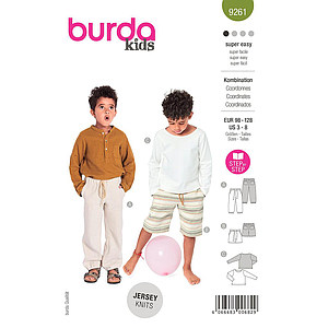 Patron Burda 9261 - Ensemble Tee- shirt, Pantalon ou short Enfant de 98 à 128 cm