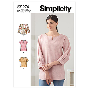 Patron Simplicity 9274 - Top encolure arrondie et V , variations de longueurs du 34 au 52 (FR)
