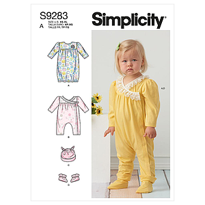 Patron Simplicity 9283.A - Ensemble tricot Bébé, combinaison , chaussons et bonnet de 0 à 24 mois
