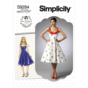 Patron Simplicity 9284 - Robe Femme avec haut ajusté et décolleté cœur du 32 au 48 (FR)