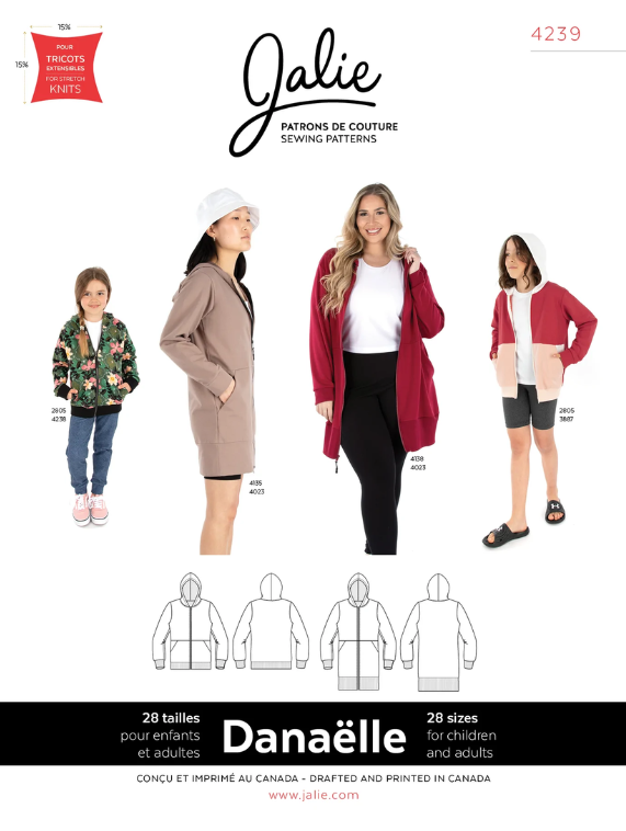 [JAL-4239] Patron Jalie 4239 DANAELLE- Sweat à capuche zippé