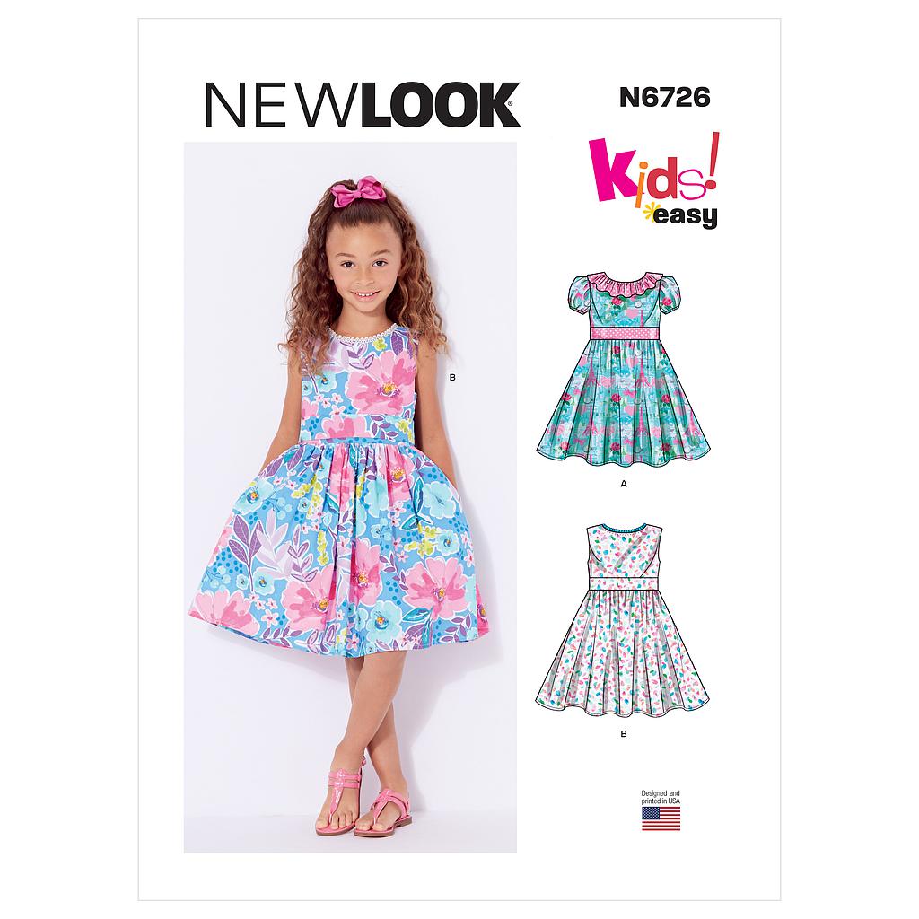 [NL6726] Patron New Look 6726 - Robes pour enfants avec variantes de 06 mois à 8 ans
