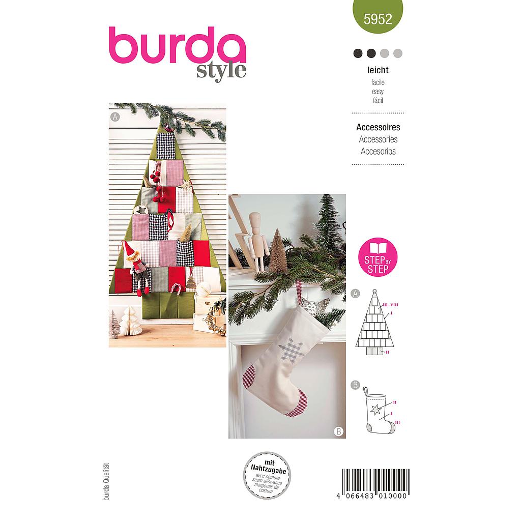 [B5952] Patron Burda 5952 - Accessoires, calendrier de l'avent en forme de sapin