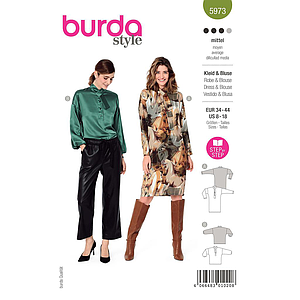 Patron Burda 5973 - Robe & blouse avec un élégant col lavallière du 36 au 46 (FR)