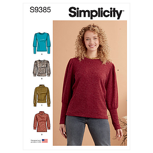 Patron Simplicity 9385 - Hauts en tricot pour femme avec variations de longueur et de manches du 34 au 52 FR