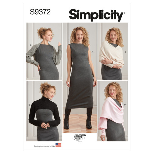 [S9372.A] Patron Simplicity 9372 - Robe et haussements d'épaules pour femmes du 32 au 54 FR
