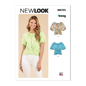 Patron New Look 6733 -  Hauts cache cœur ou col rond (XS-S-M-L-XL-XXL)#