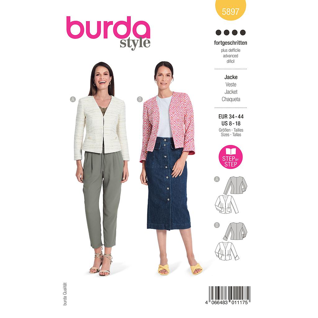 [B5897] Patron Burda 5897 - Elégantes vestes du 34 au 44 (FR)