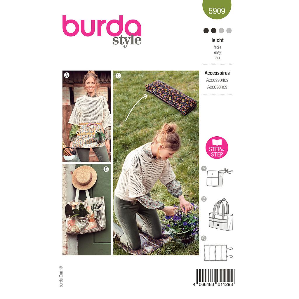[B5909] Patron Burda 5909 - Tablier jardiange à compartiments