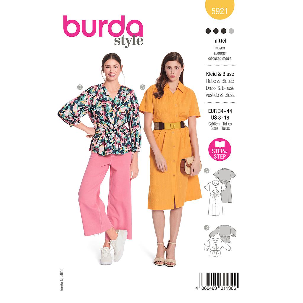 Patron Burda 5921 - Robe et de la blouse du 34 au 44 (FR)
