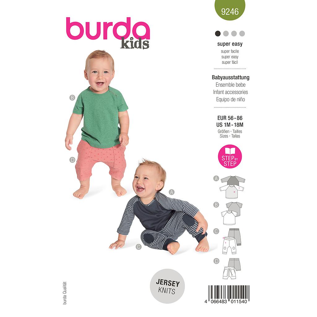 Patron Burda 9246 -  Ensemble Tee-shirts et pantalons du 36 au 46 (FR)