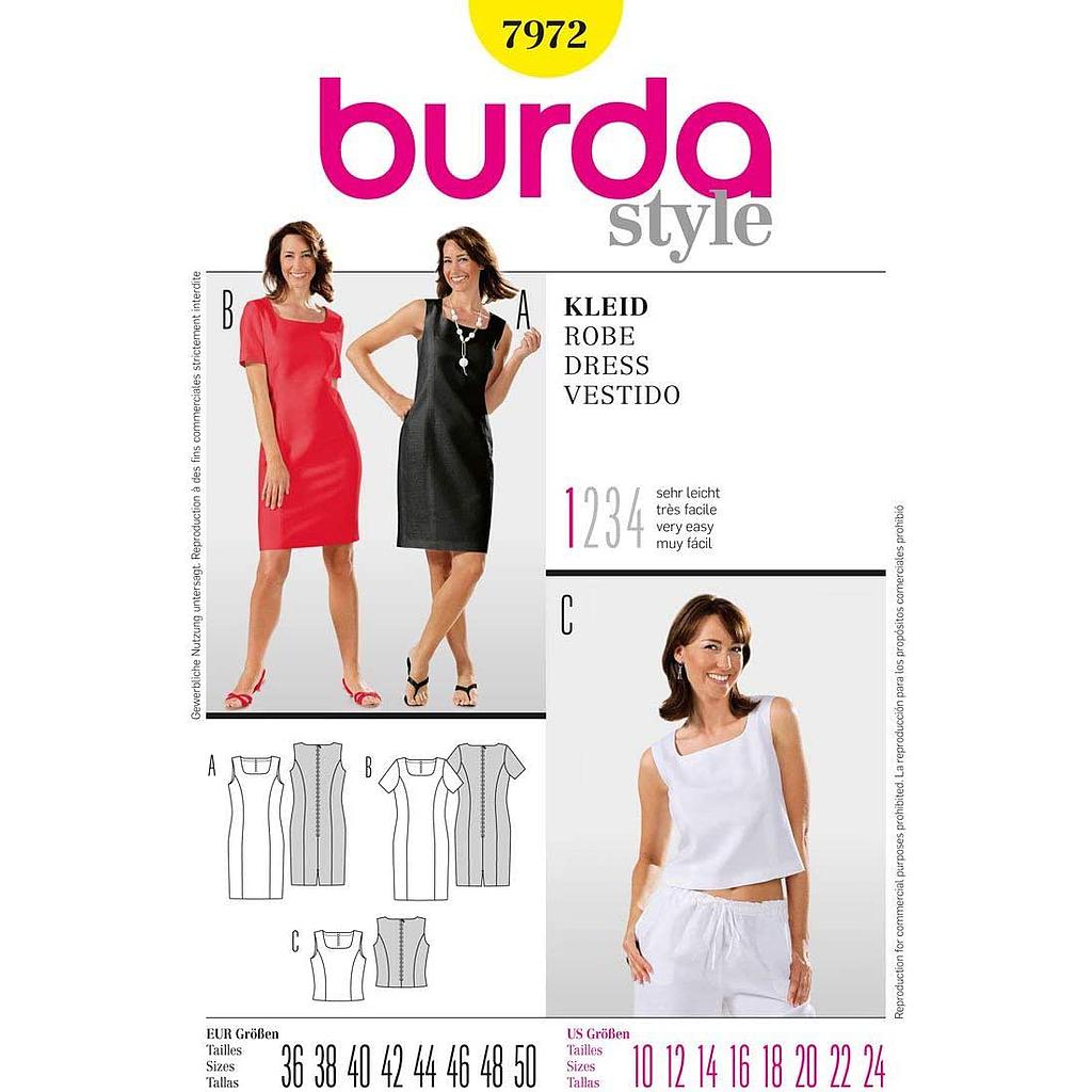 [B7972] Patron Burda 7972 - Robe du 34 au 48 (FR)