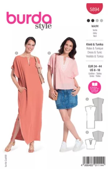 [B5894] Patron Burda 5894 - Longue robe du 34 au 44 (FR)