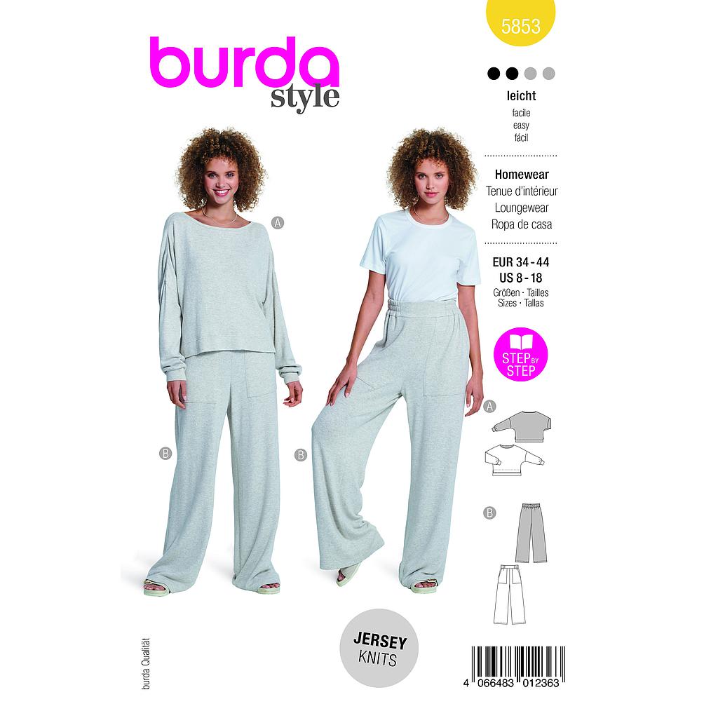 [B5853] Patron Burda 5853-Homewear