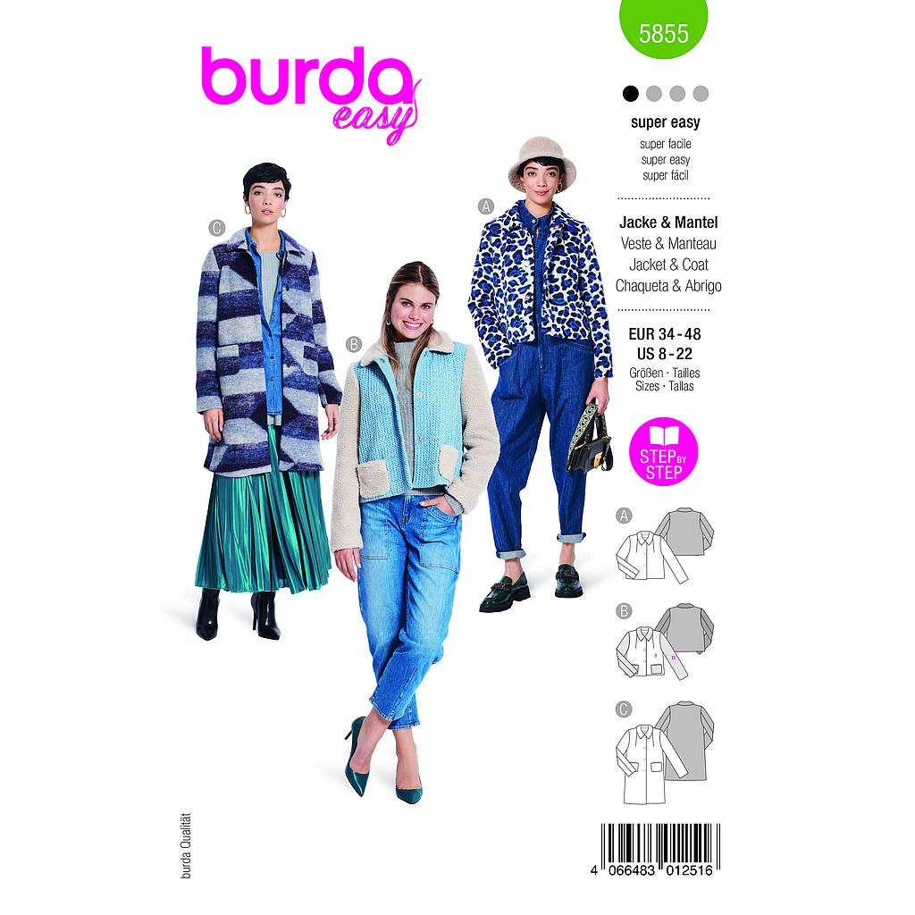 [B5855] Patron Burda 5855-Veste & manteau