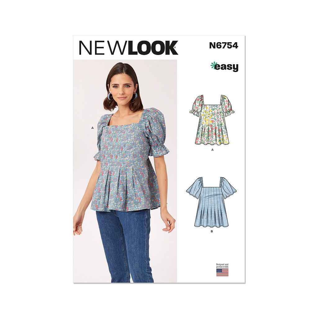 Patron New Look 6754 -  Hauts à enfiler du 36 à 46 (FR)