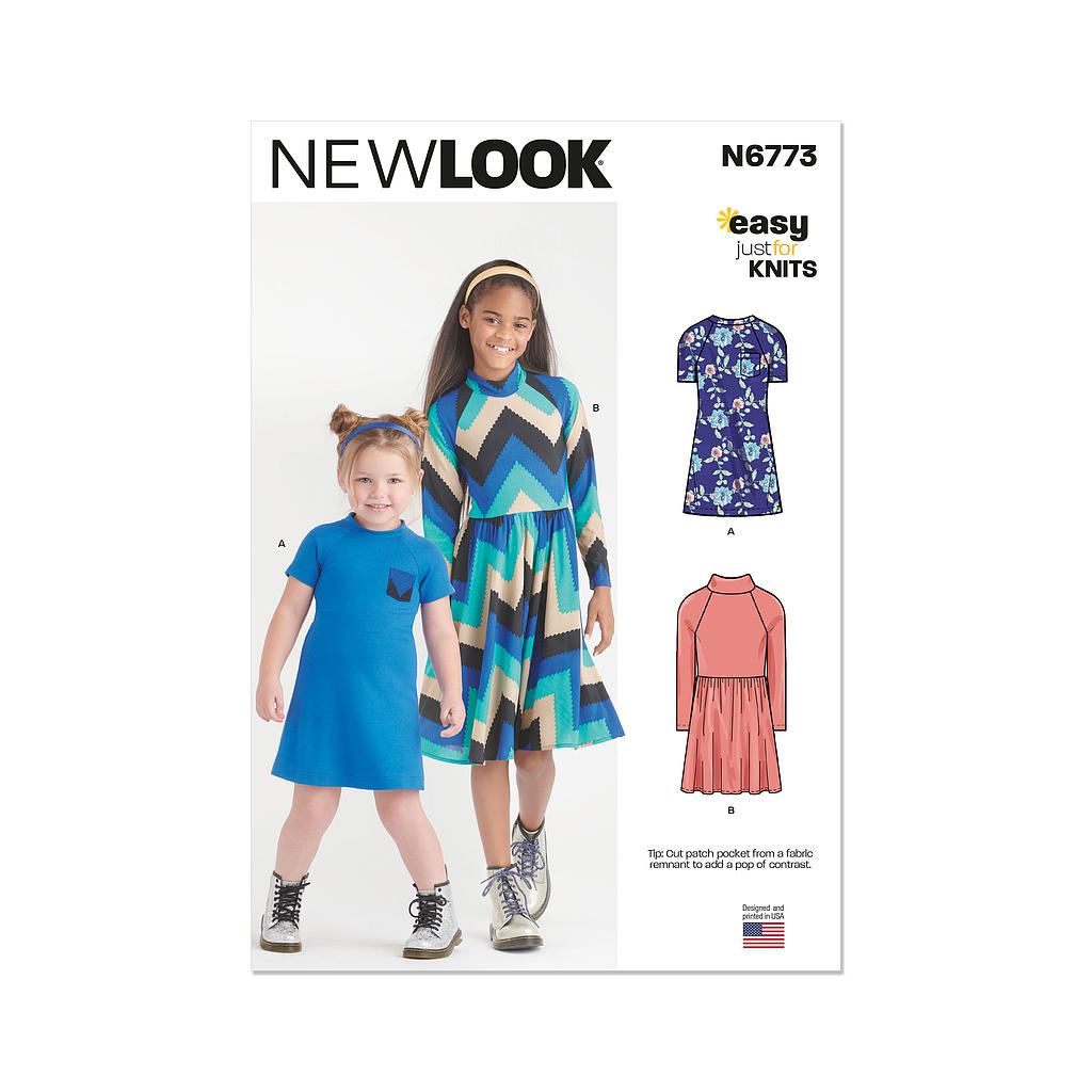 Patron New Look - Robe en tricot pour enfants du 3 au 14 ans
