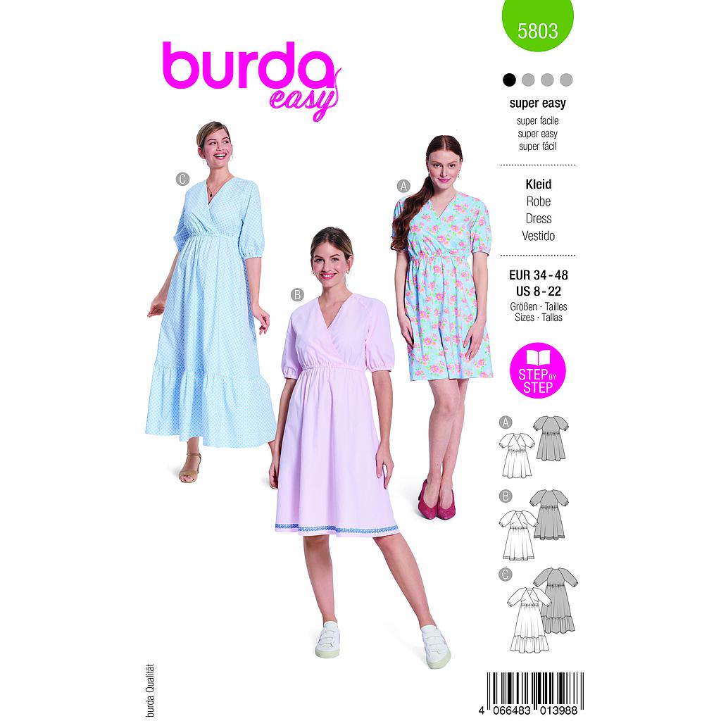 [B5803] Patron Burda 5803 - Mini-robe à motif floral du 34 au 48 FR